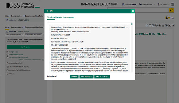 Pulsa para ver la imagen en mayor tamaño Aranzadi Digital – Contenido especializado