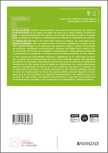 La certificación de dominio como medio de inmatriculación de fincas de entidades eclesiásticas en el Derecho español